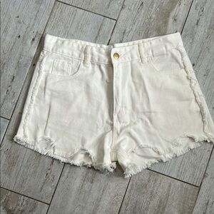 Women's White Denim Shorts - Size Large